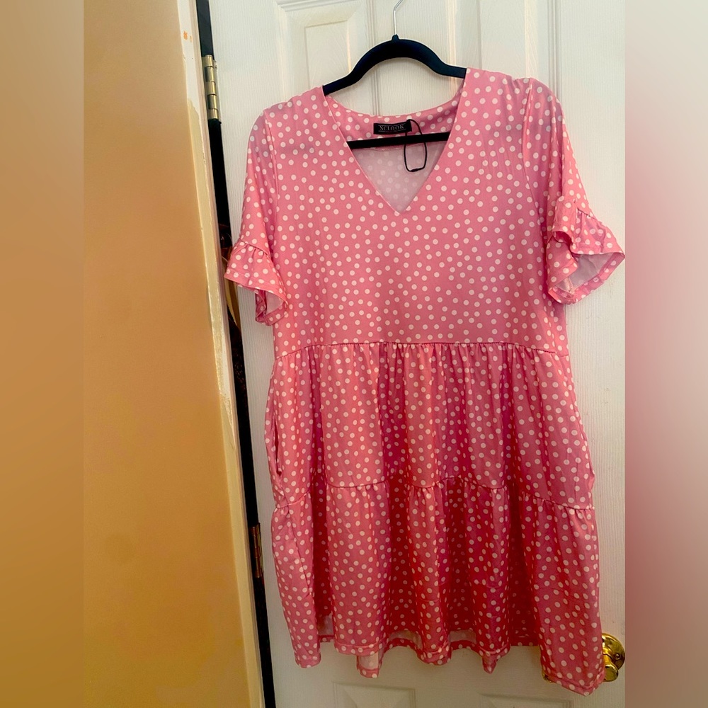 Pink polka dot dress size S